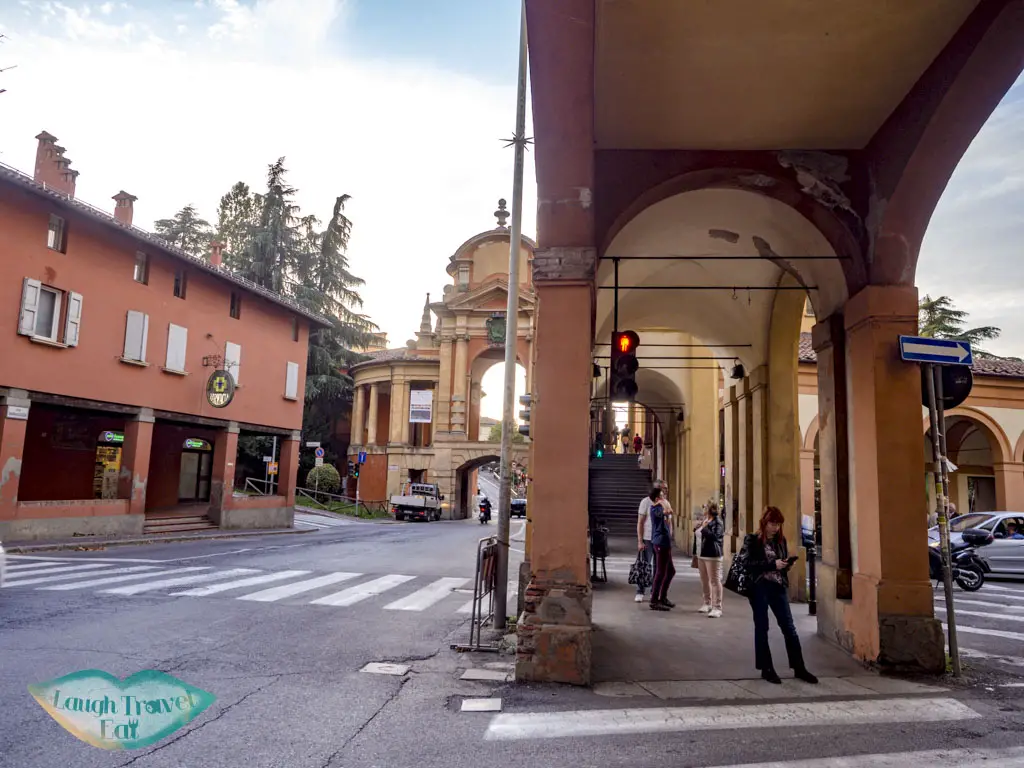 turning uphill san luca portico walk bologna italy - laugh travel eat