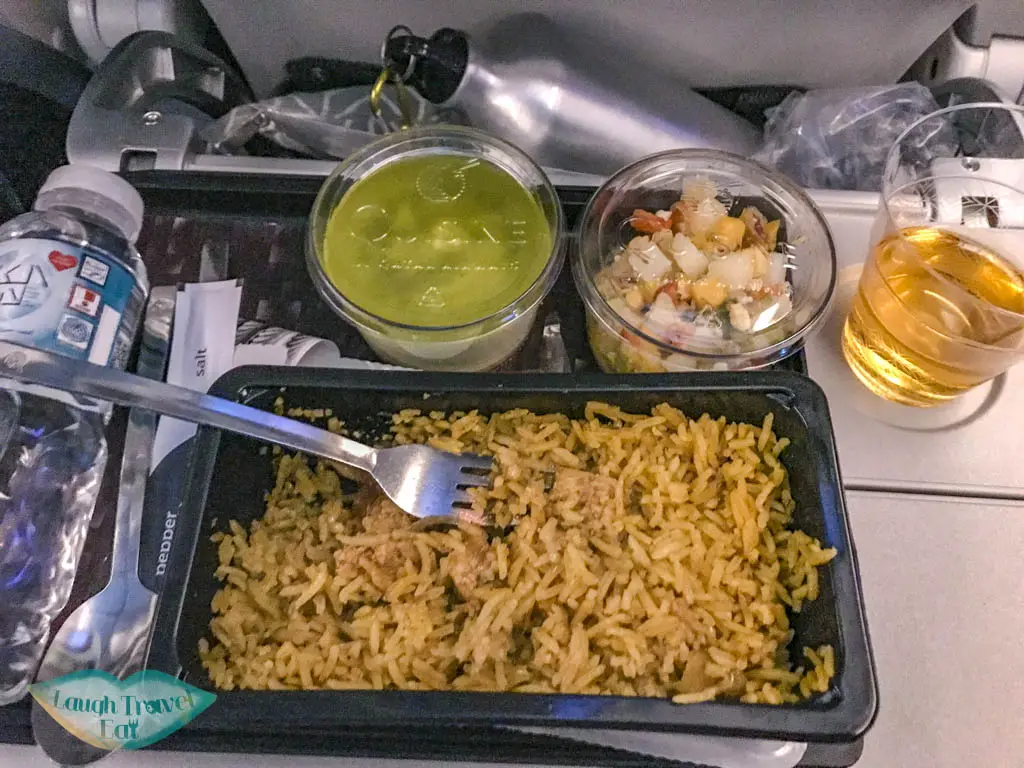 meal on qatar airline - laugh travel eat
