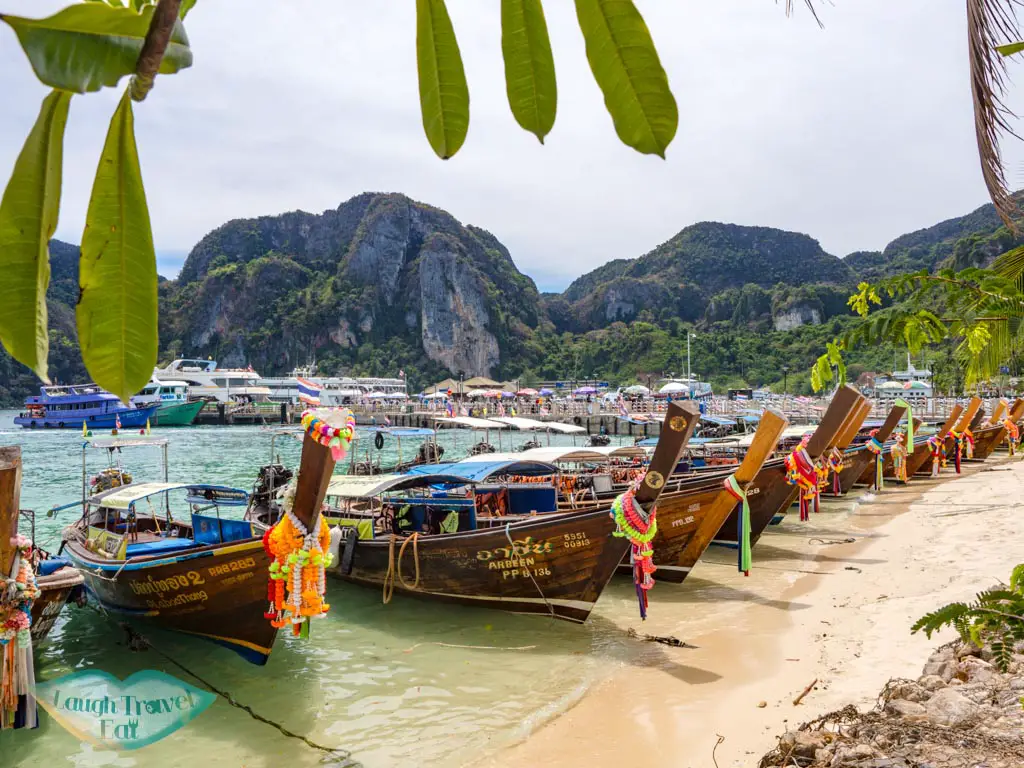 main pier and beach koh phi phi thailand - laugh travel eat