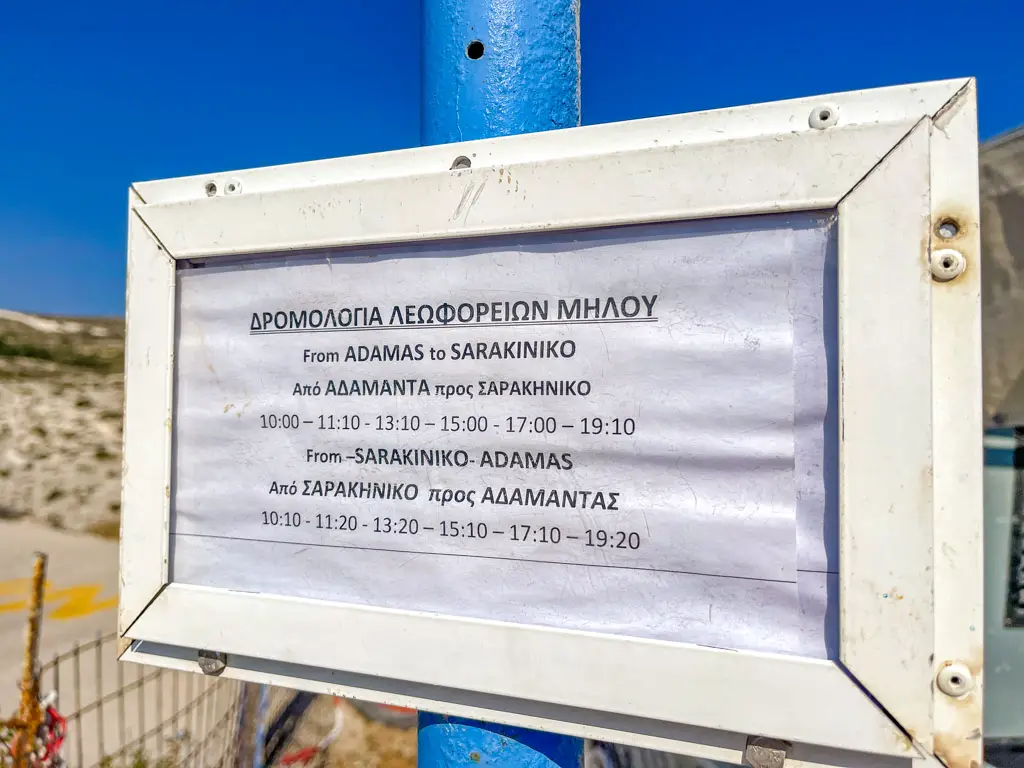 bus station sarakiniko beach milos greece - laugh travel eat