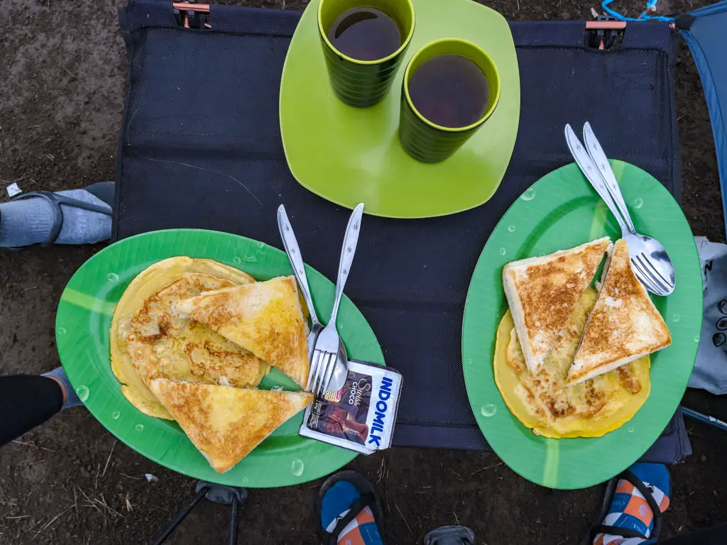 day 3 breakfast senaru route campsite mount rinjani trek lombok indonesia - laugh travel eat